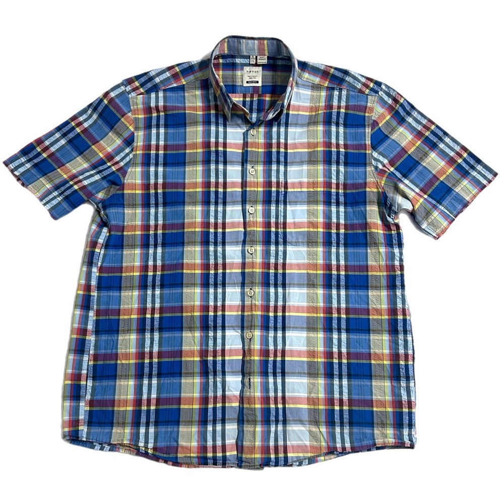 Haupt Men's Shirt Blue Multicolor Plaid Size XL 43/44 17.5 Germany
